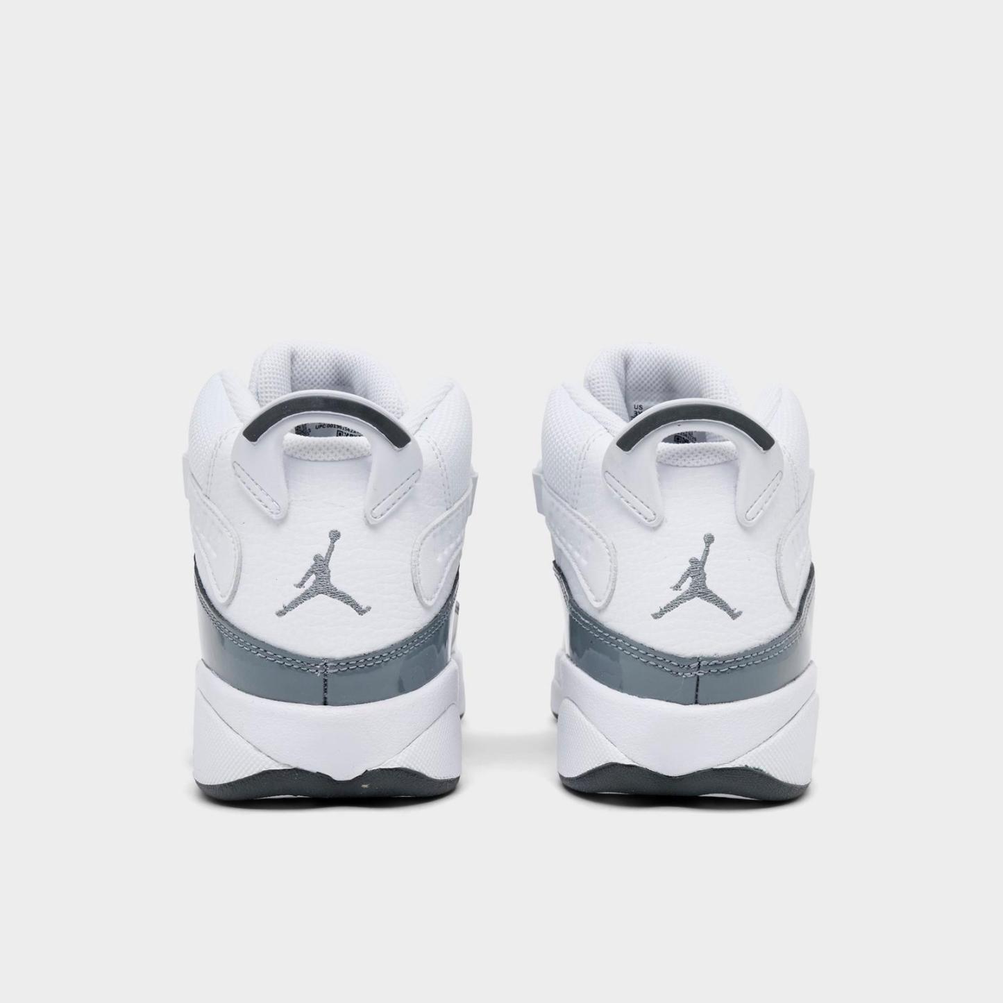 Little Kids' Air Jordan 6 Rings Basketball Shoes - White/Grey - view 5