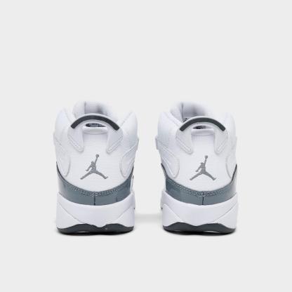 Little Kids' Air Jordan 6 Rings Basketball Shoes - White/Grey - view 5