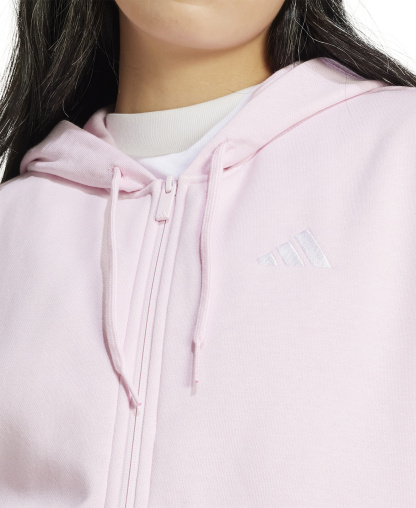 adidas Women's 3-Stripe Fleece Full-Zip Hoodie - Clear Pink/White