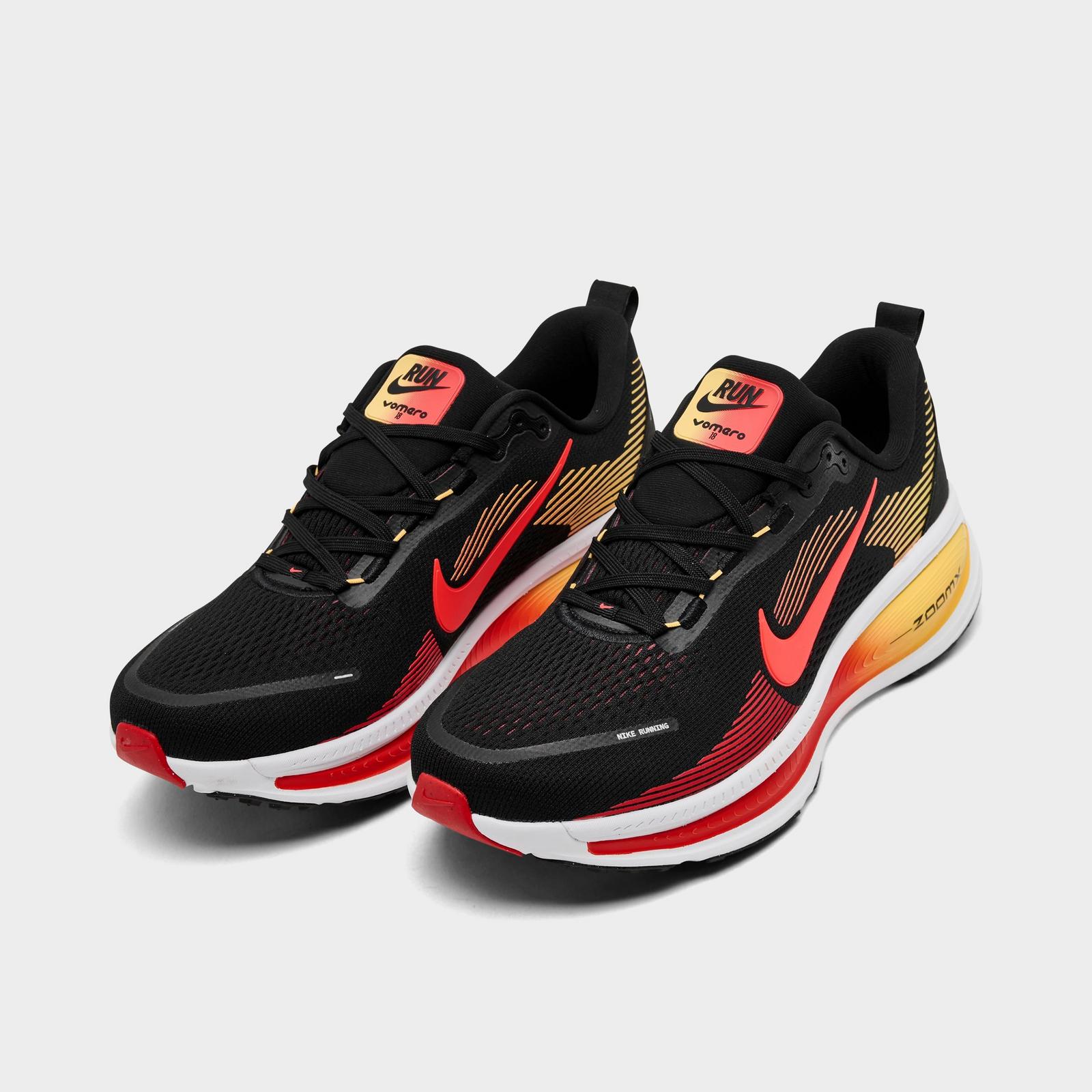 Men's Nike Vomero 18 Running Shoes - Black/Light Crimson/Topaz Gold/Bright Crimson
