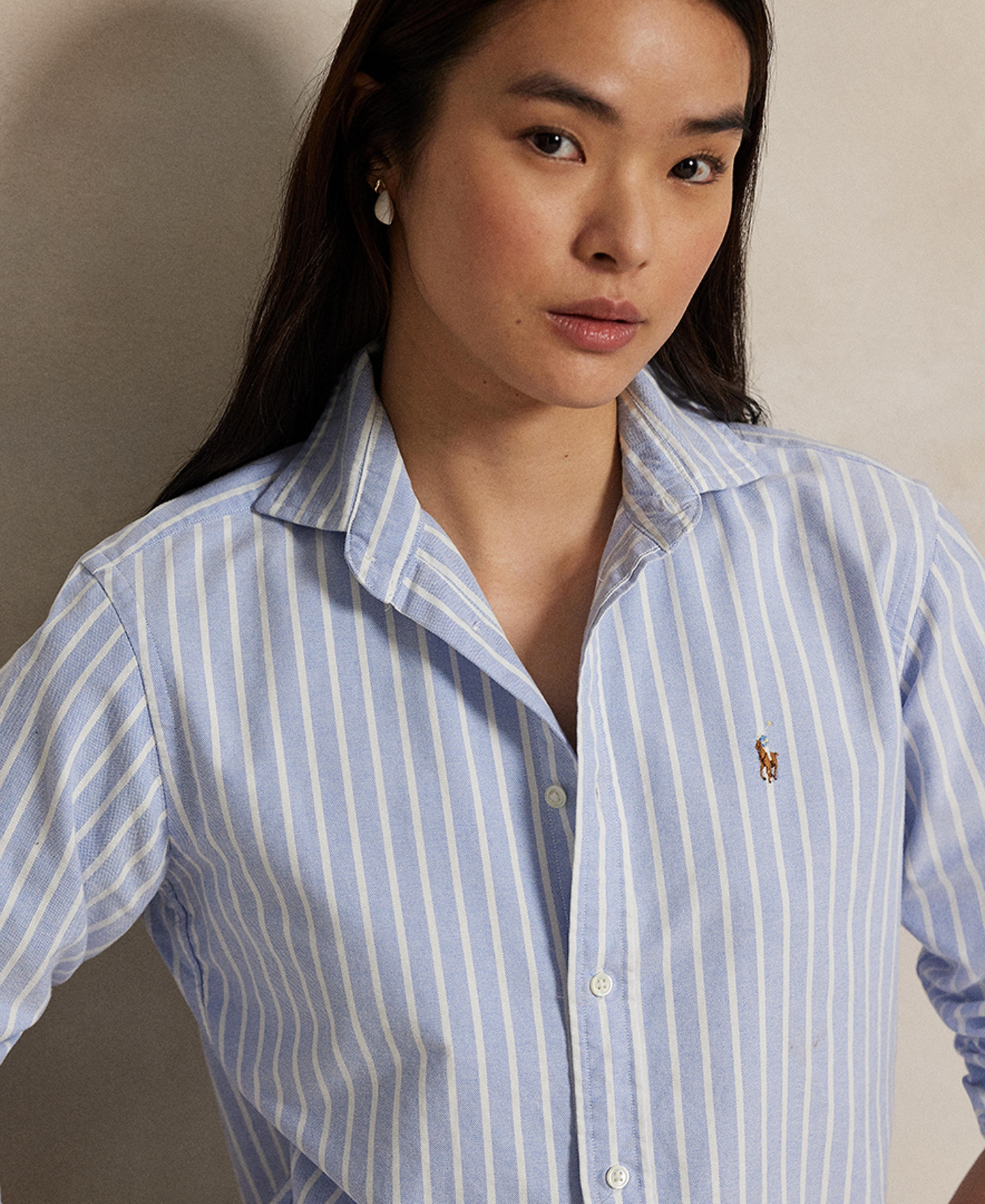 Polo Ralph Lauren Women's Slim-Fit Oxford Shirt - Harbor Island Blue/White