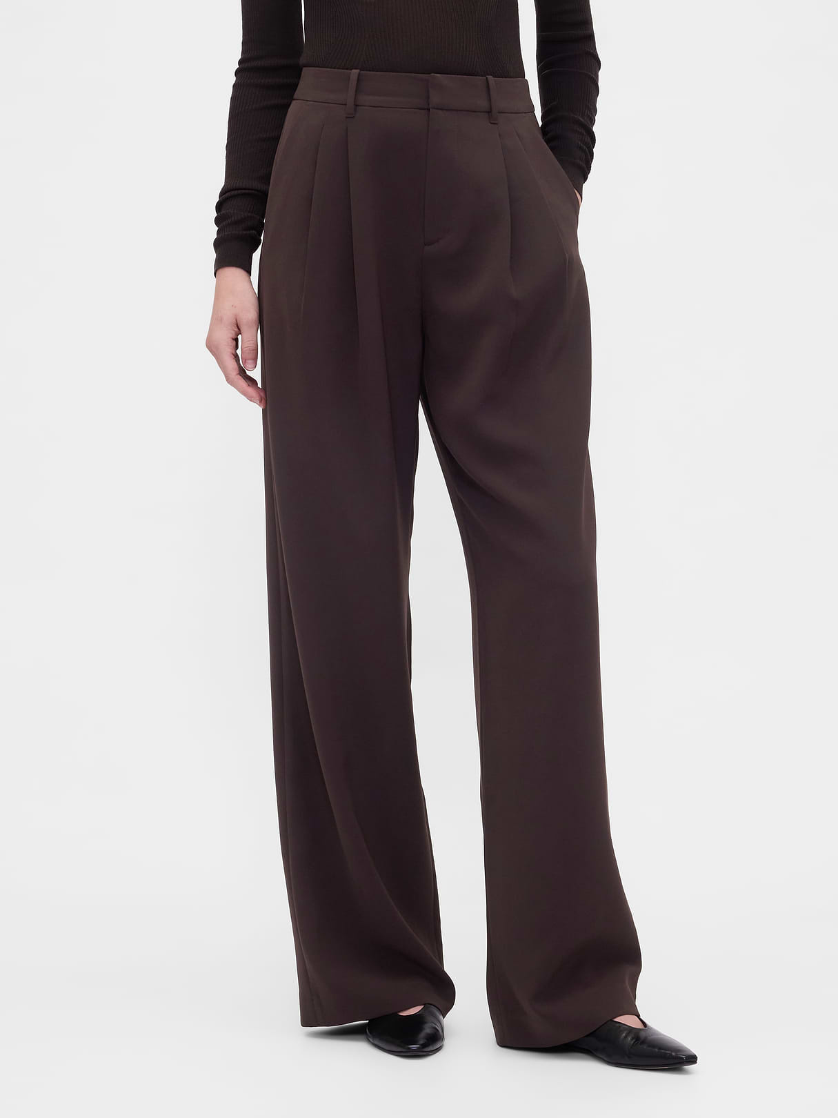 365 High Rise Pleated Trousers - Terra brown
