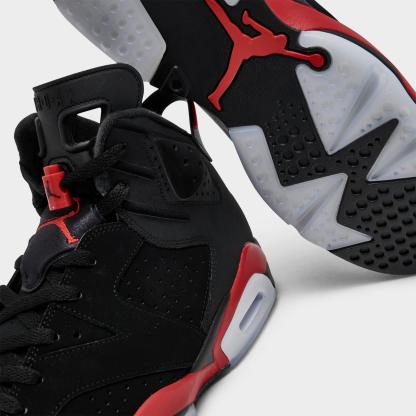 Men's Air Jordan Retro 6 Basketball Shoes - Black/Light Crimson - view 3