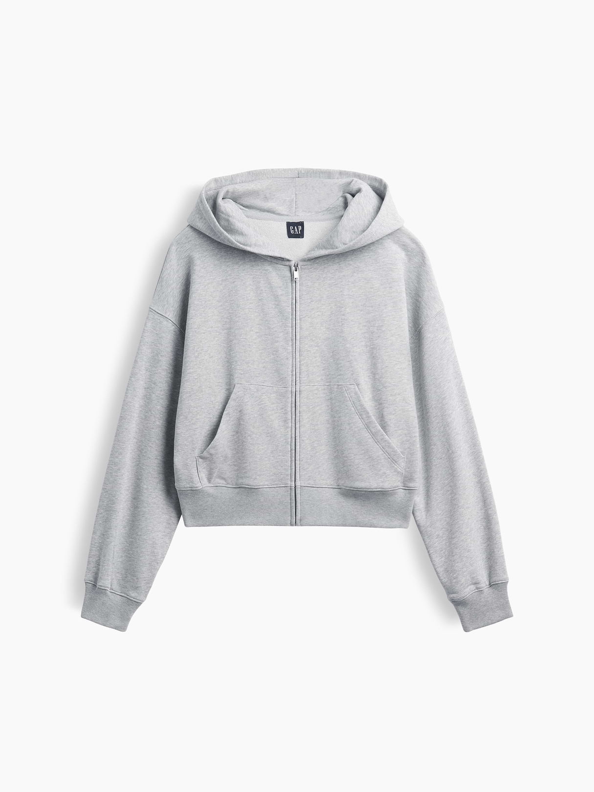 VintageSoft Terry Oversized Wedge Zip Hoodie - Heather grey