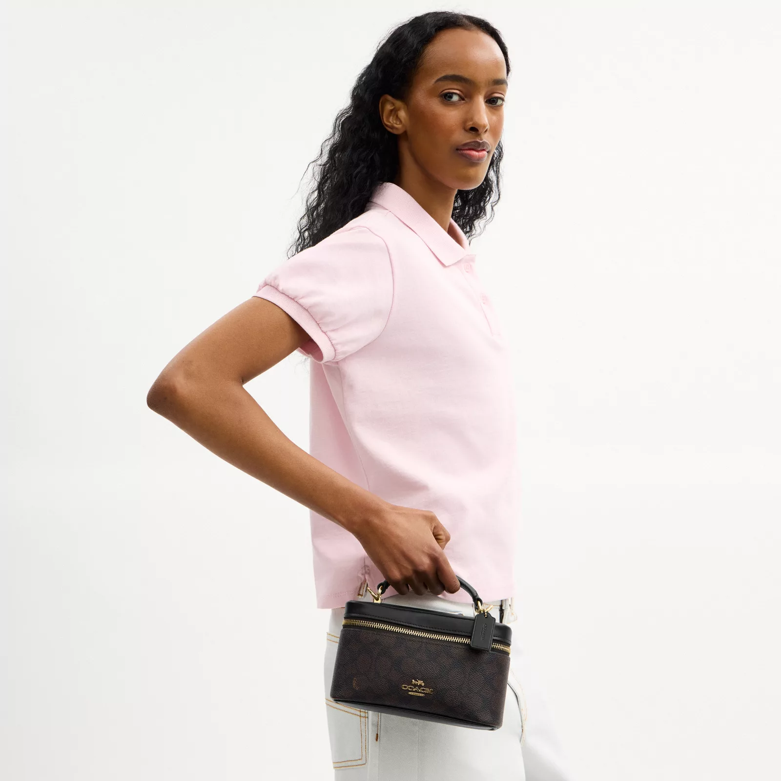 Rainer Crossbody Bag 18 In Signature Canvas - Gold/Walnut/Black - view 2