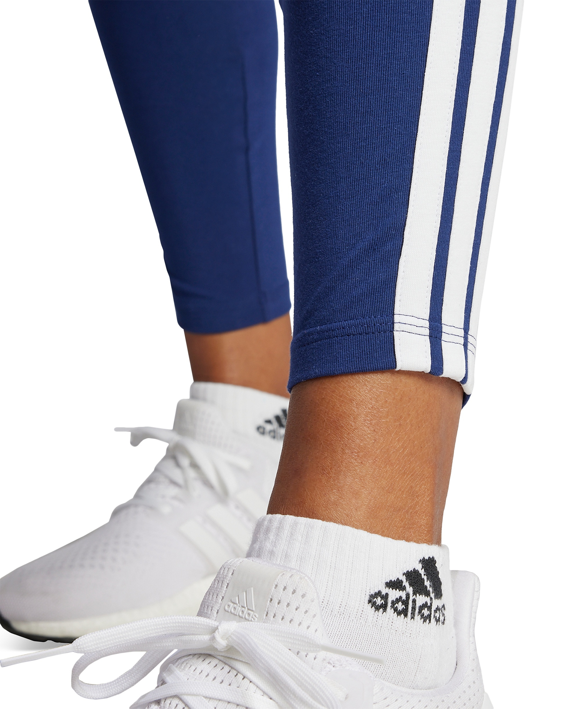 adidas Plus Size Essentials 3-Stripes Cotton Leggings - Dark Blue/white