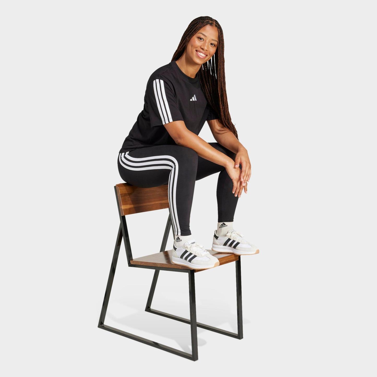 Women's adidas Essential 3-Stripes Boyfriend T-Shirt - Black/White