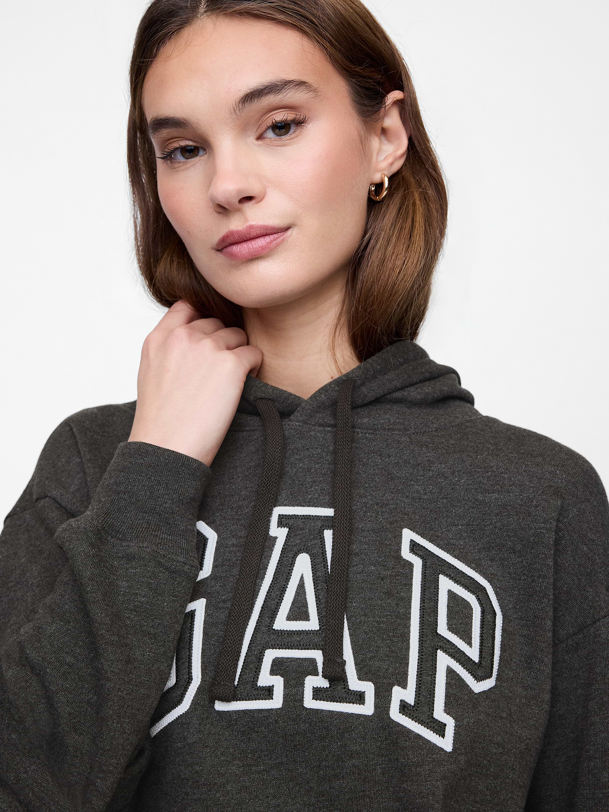 Relaxed Gap Logo Hoodie - charcoal heather gray