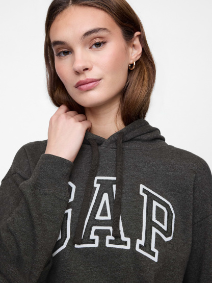 Relaxed Gap Logo Hoodie - charcoal heather gray