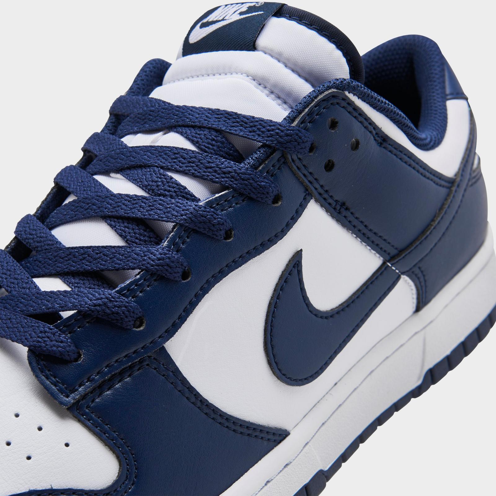 Men's Nike Dunk Low Retro Casual Shoes - White/Midnight Navy/White