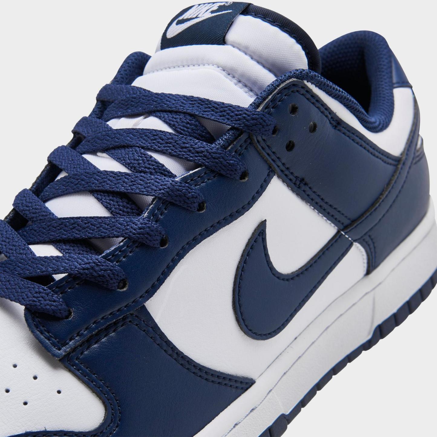 Men's Nike Dunk Low Retro Casual Shoes - White/Midnight Navy/White
