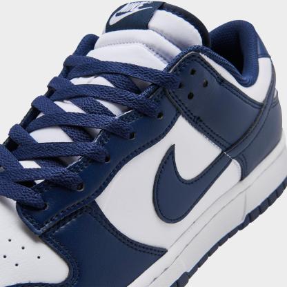 Men's Nike Dunk Low Retro Casual Shoes - White/Midnight Navy/White