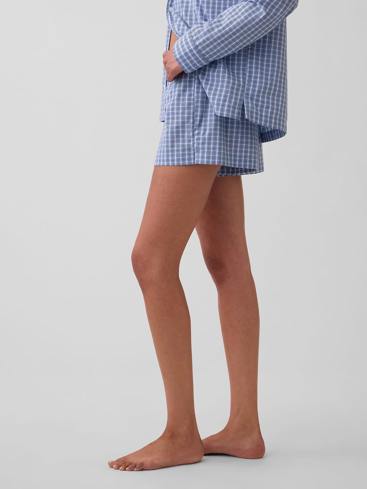 Poplin PJ Boxer Shorts - Blue plaid