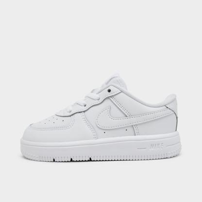 Infant and Kids' Toddler Nithtke Force 1 Low Casual Shoes - Part 1 - White/White/White - Left shoe facing left. Outside of the shoe.