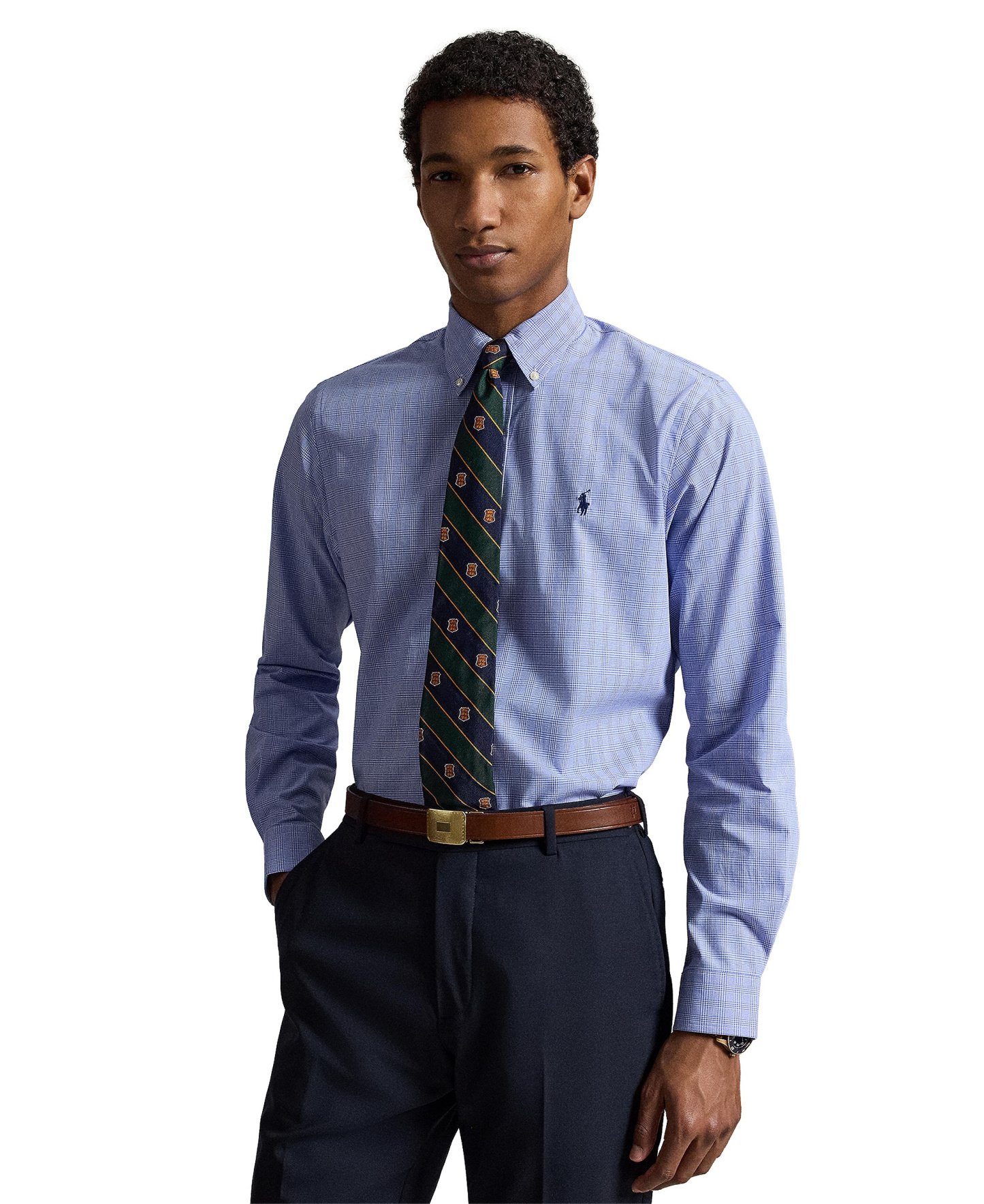 Polo Ralph Lauren Men's Stretch Poplin Shirt - Maidstone Blue White