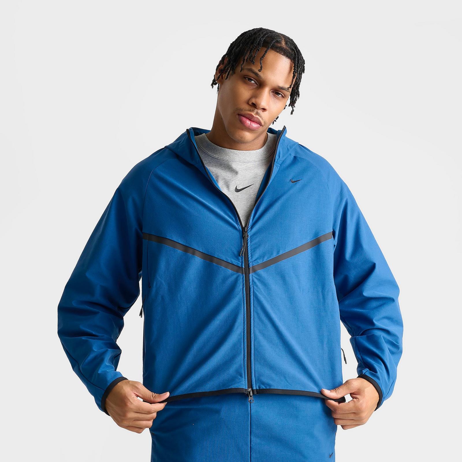 Men's Nike Tech Shori Knit Full-Zip Windbreaker Jacket - Court Blue/Black