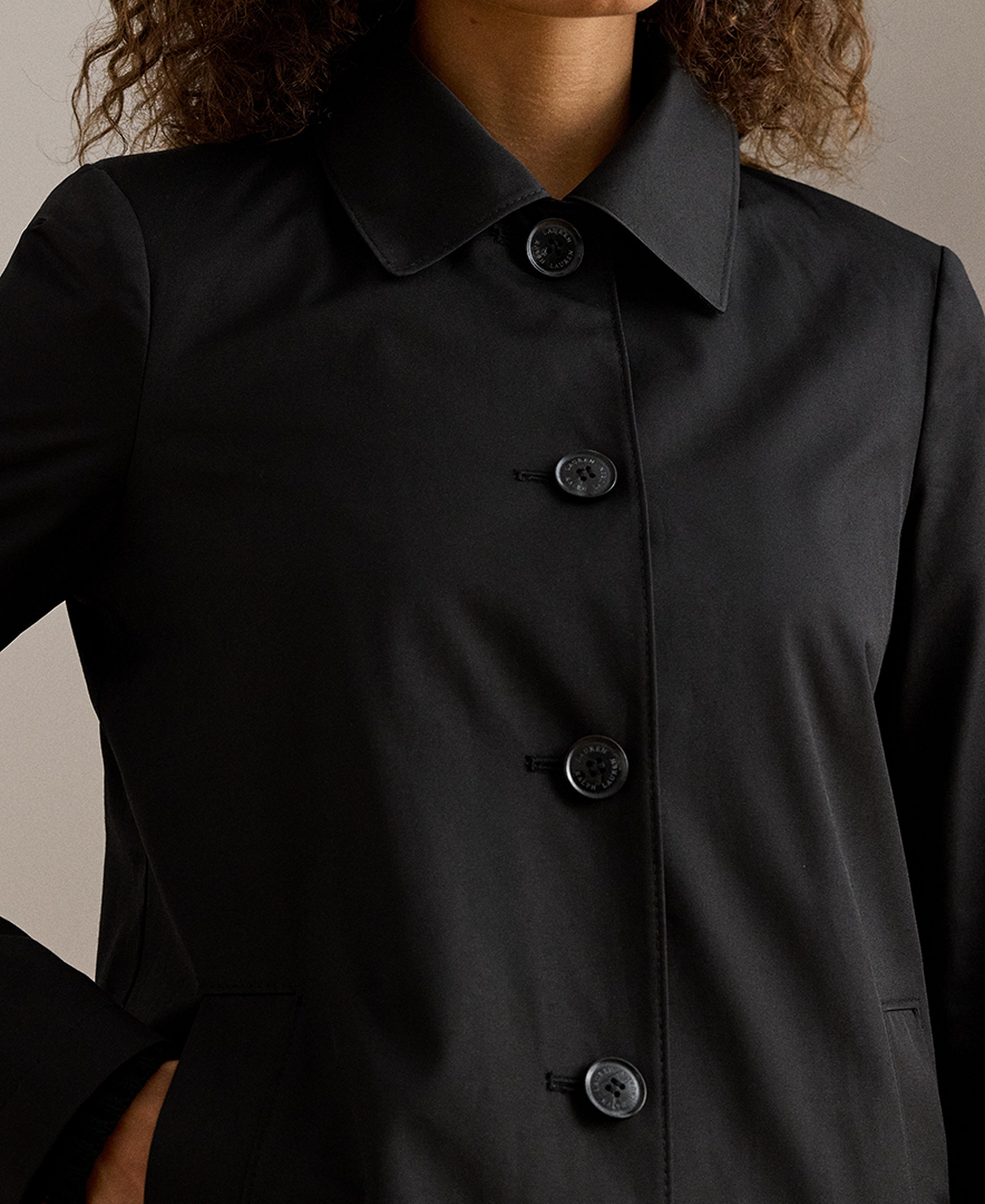 Lauren Ralph Lauren Women's Hooded Water-Resistant A-Line Raincoat, Created for Macy's - Black