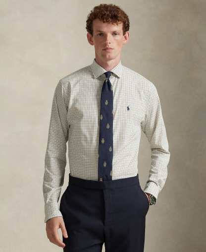 Polo Ralph Lauren Men's Slim-Fit Stretch Shirt - White Coastal Beige Multi