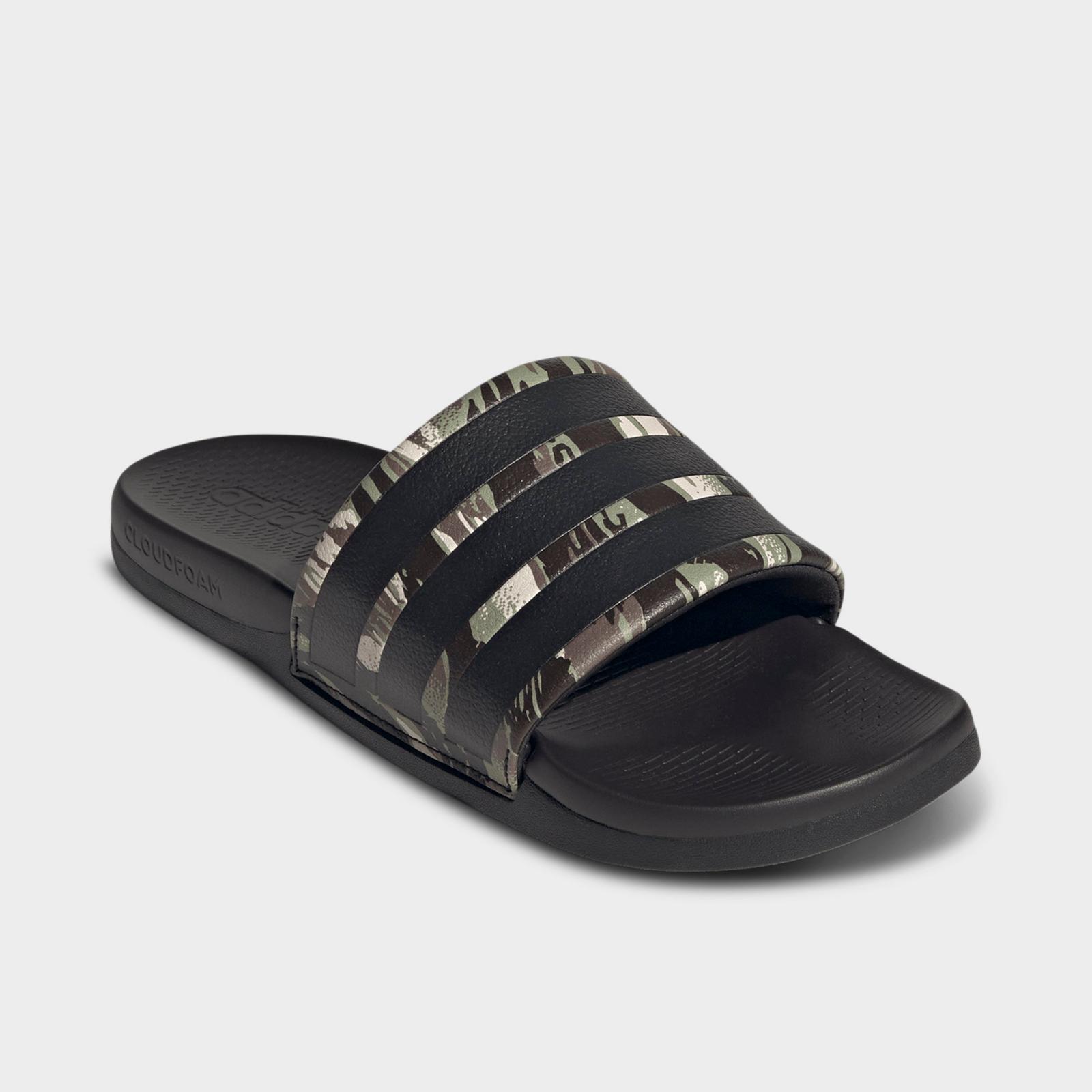 Women's adidas Adilette Comfort 2.0 Slide Sandals - Core Black/Core Black/Aurora Coffee - view 2
