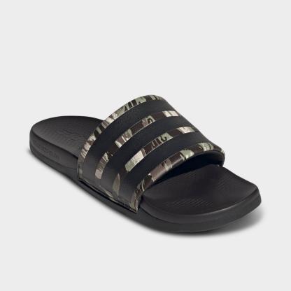 Women's adidas Adilette Comfort 2.0 Slide Sandals - Core Black/Core Black/Aurora Coffee - view 2