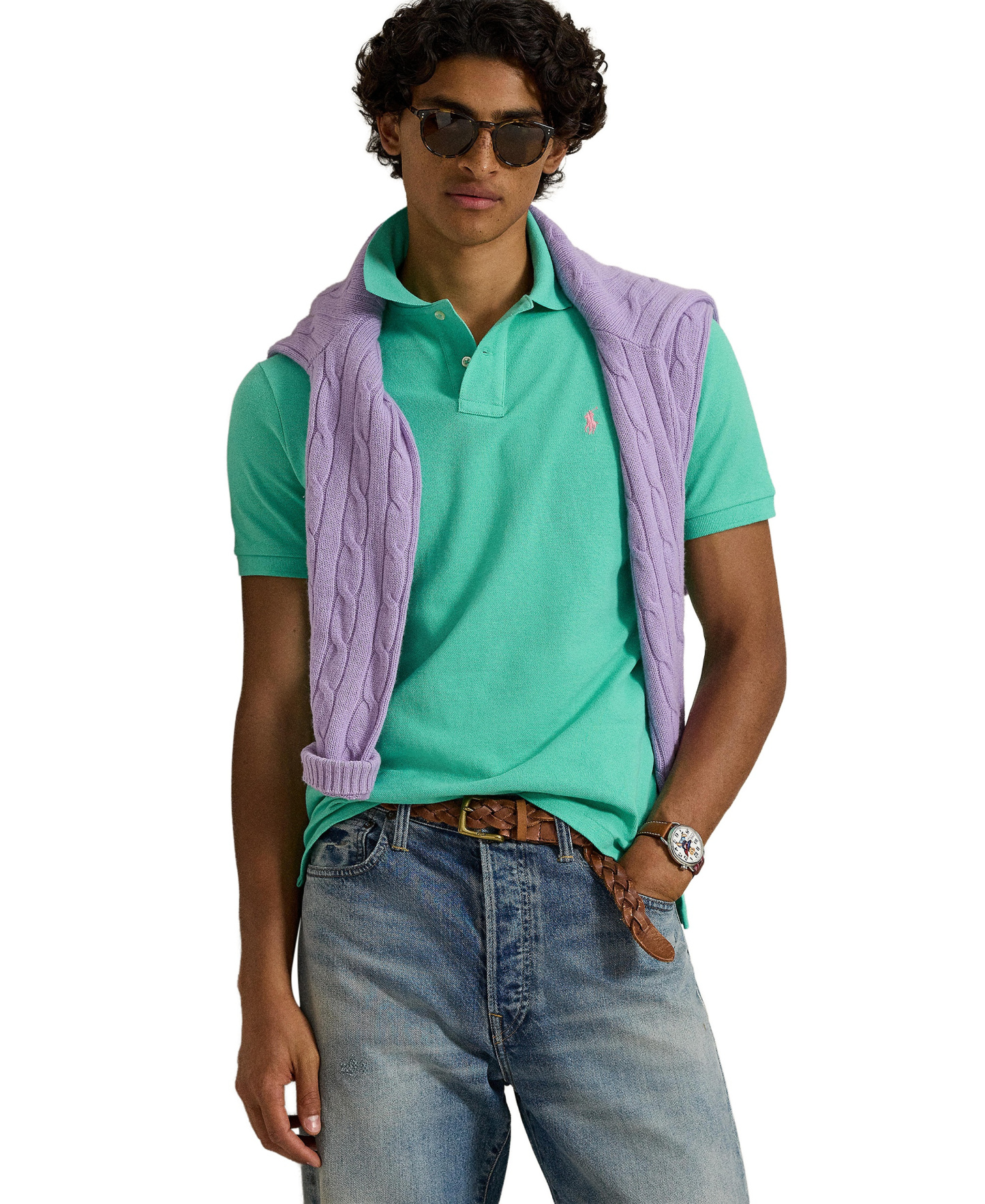 Polo Ralph Lauren Men's Custom Slim-Fit Mesh Polo Shirt - Sunset Green