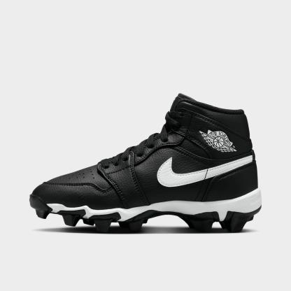 Big Kids' Air Jordan Retro 1 Mid Cleats - Black/White - view 1