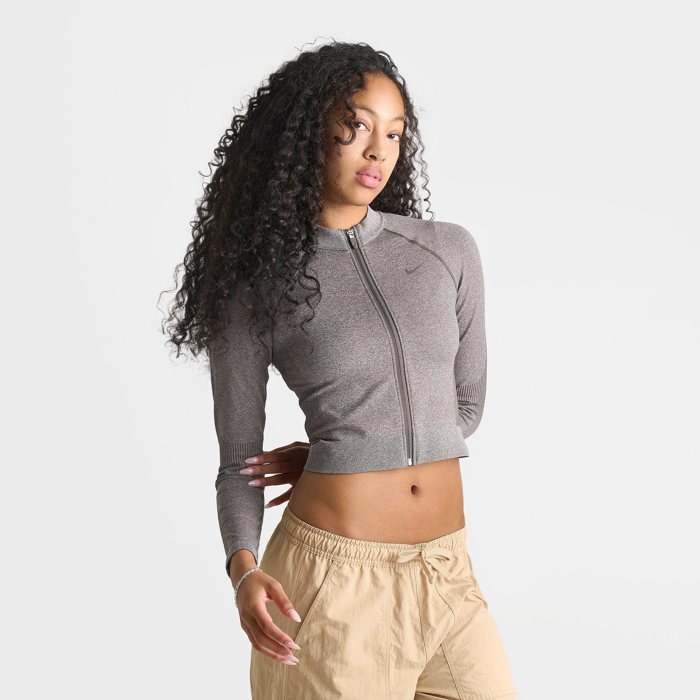 Women's Nithtke Pro Seamless Cropped Full-Zip Training Top - Ridgerock/Heather