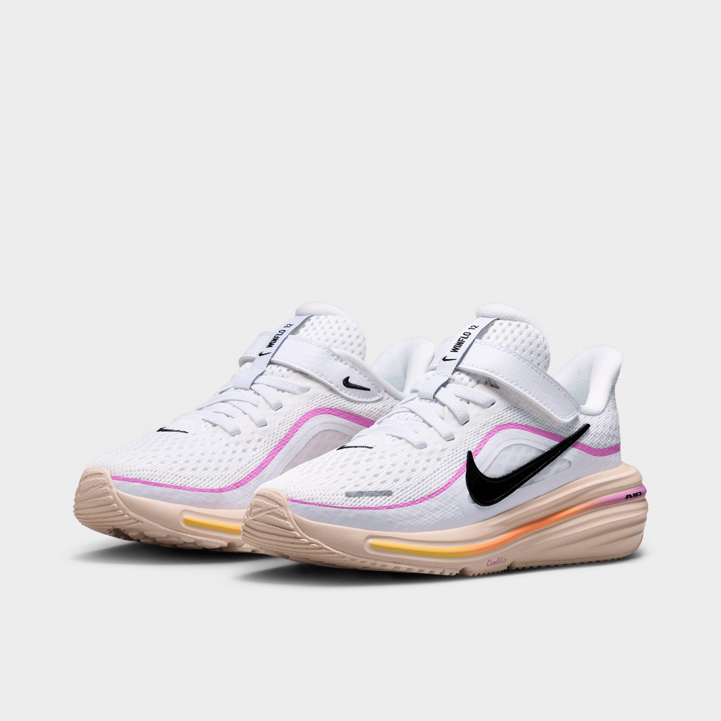 Little Kids' Nithtke Winflo 12 Road Running Shoes - White/Light Magenta/Chalk/Black - Both shoes facing left