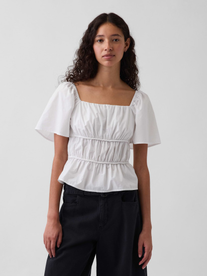 Square-Neck Peplum Top - New off white