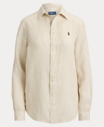 Polo Ralph Lauren Women's Classic-Fit Striped Linen Shirt - Dune Tan/White