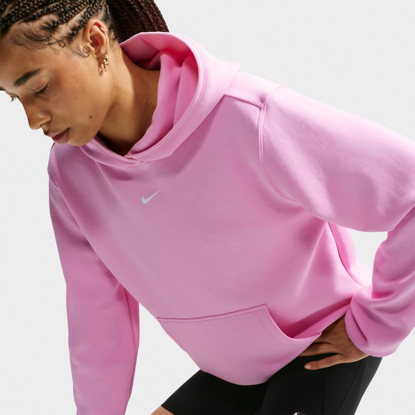 Women's Nithtke Studio Fleece Sport Dri-FIT Pullover Hoodie - Pink Rise/White