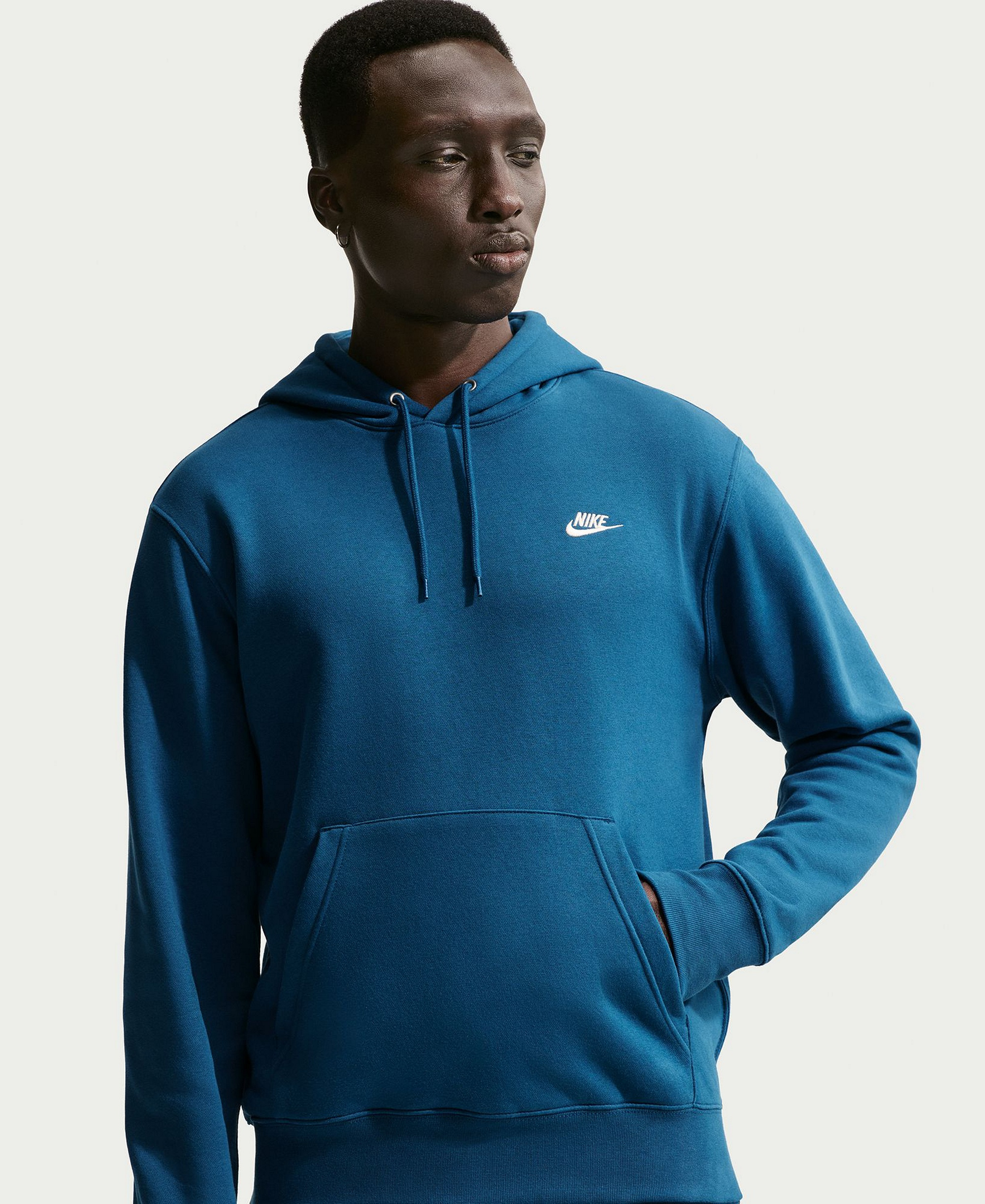 Nike Men's Club Pullover Fleece Hoodie Logo - Court Blue/Lite Khaki