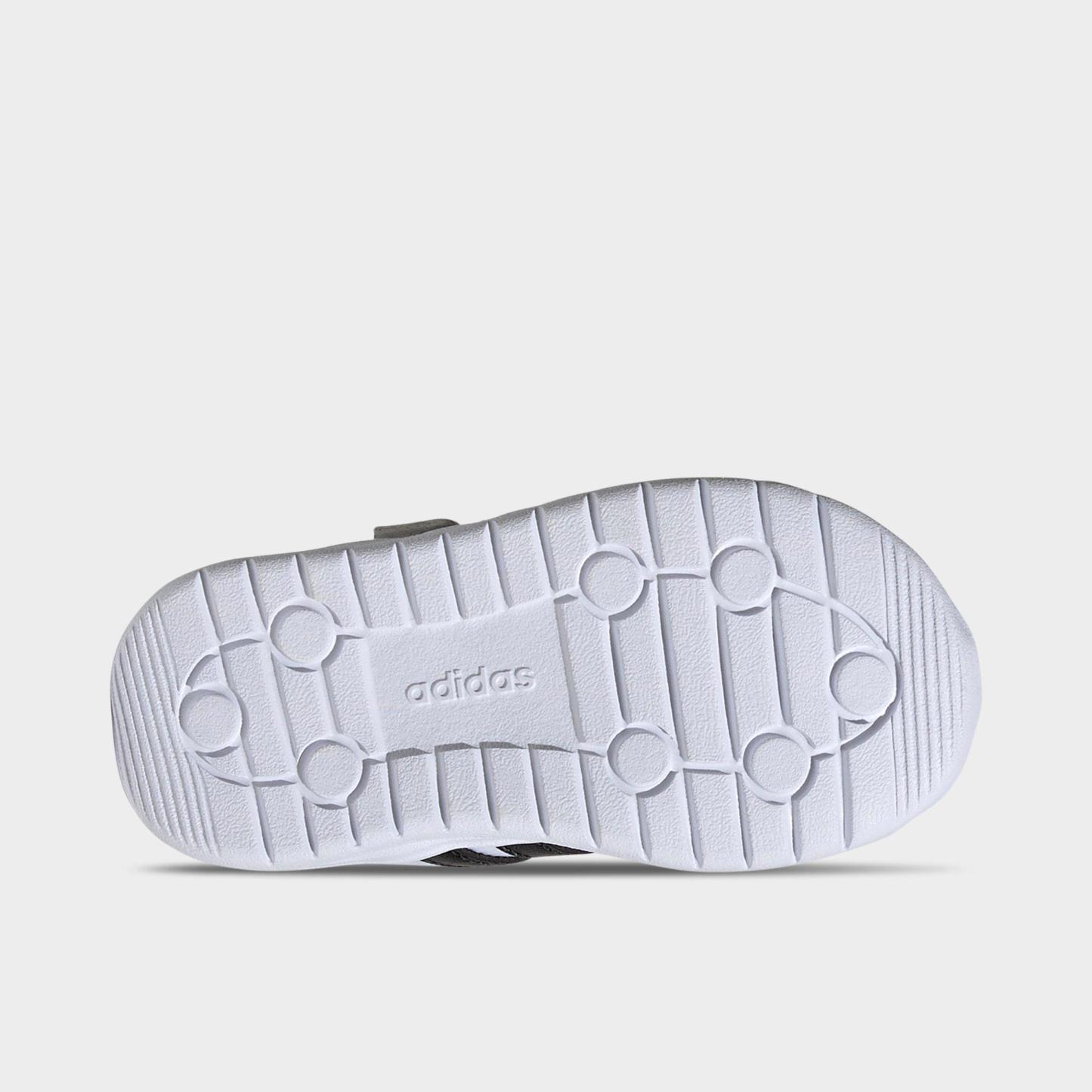 Kids' Toddler adidas Run 70s 2.0 Hook-And-Loop Stretch Lace Casual Shoes - Footwear White/Core Black/Grey One - Bottom view