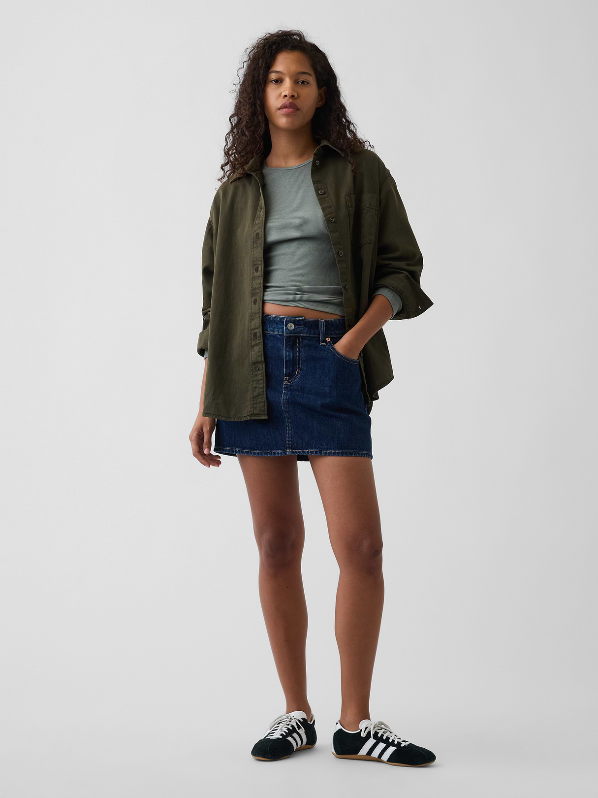 Denim Big Shirt - Bamboo green