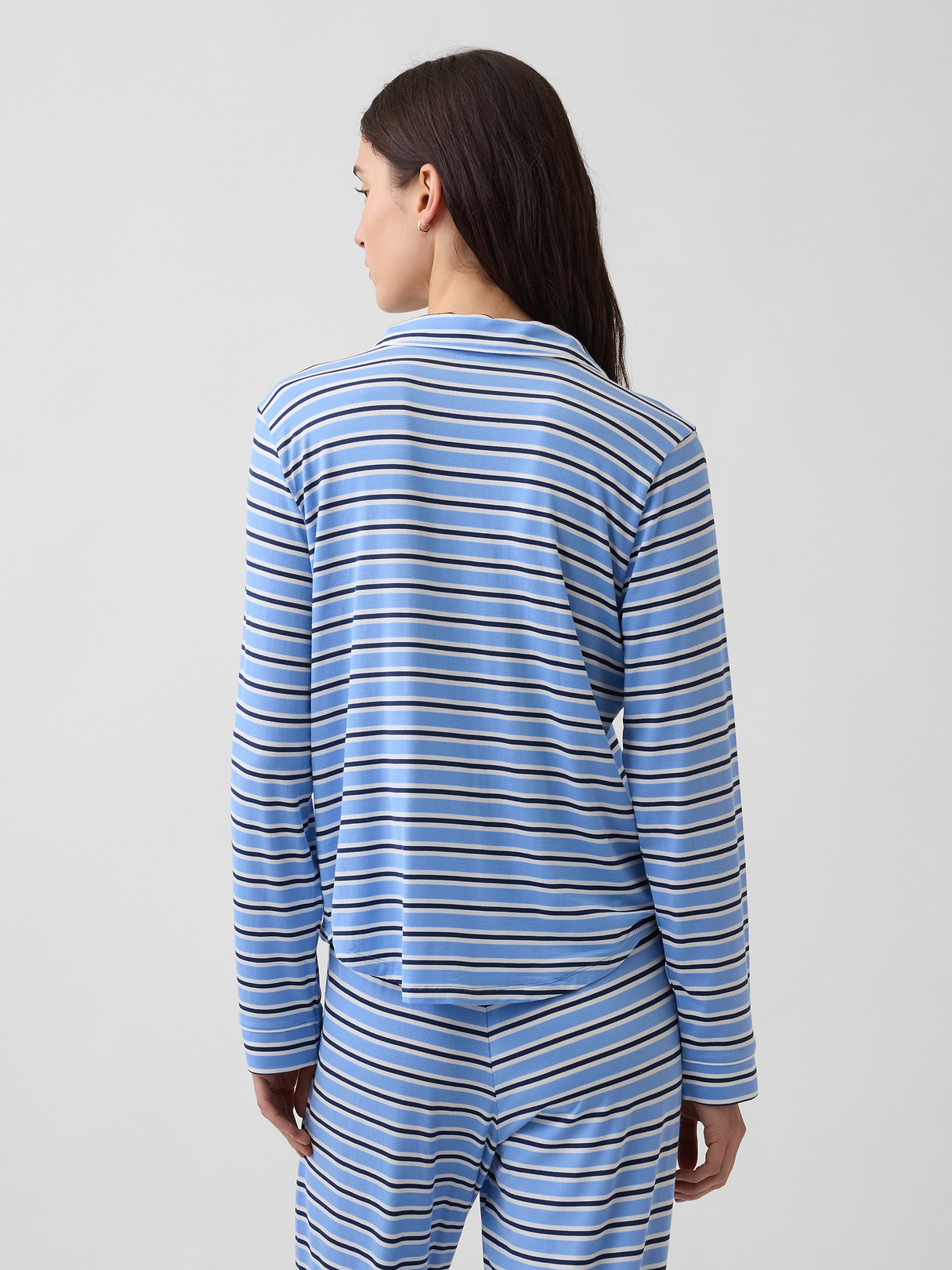 SoftMade Modal PJ Top - Tonal blue stripe