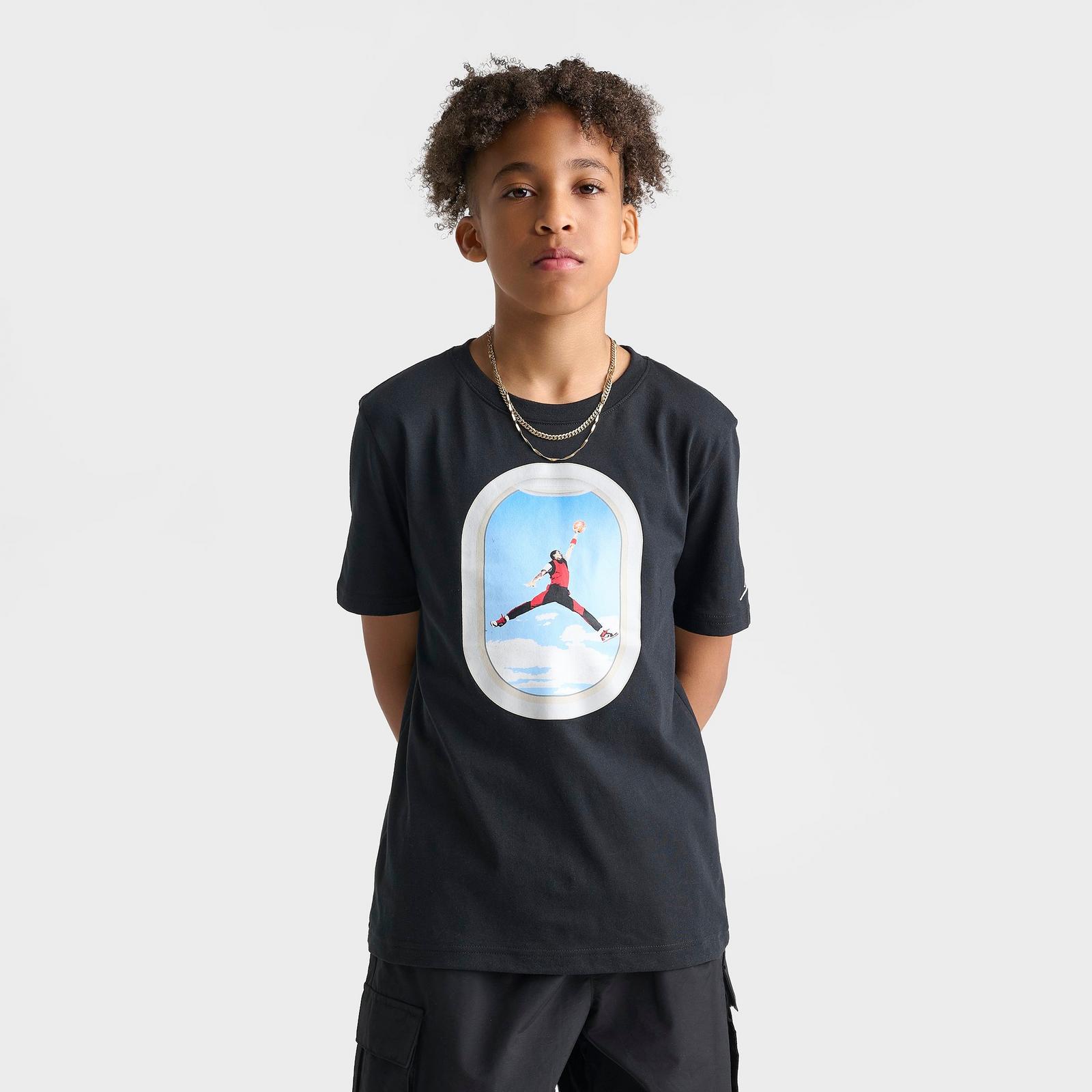 Big Kids' Jordan Plane Window Graphic T-Shirt - Black - view 3