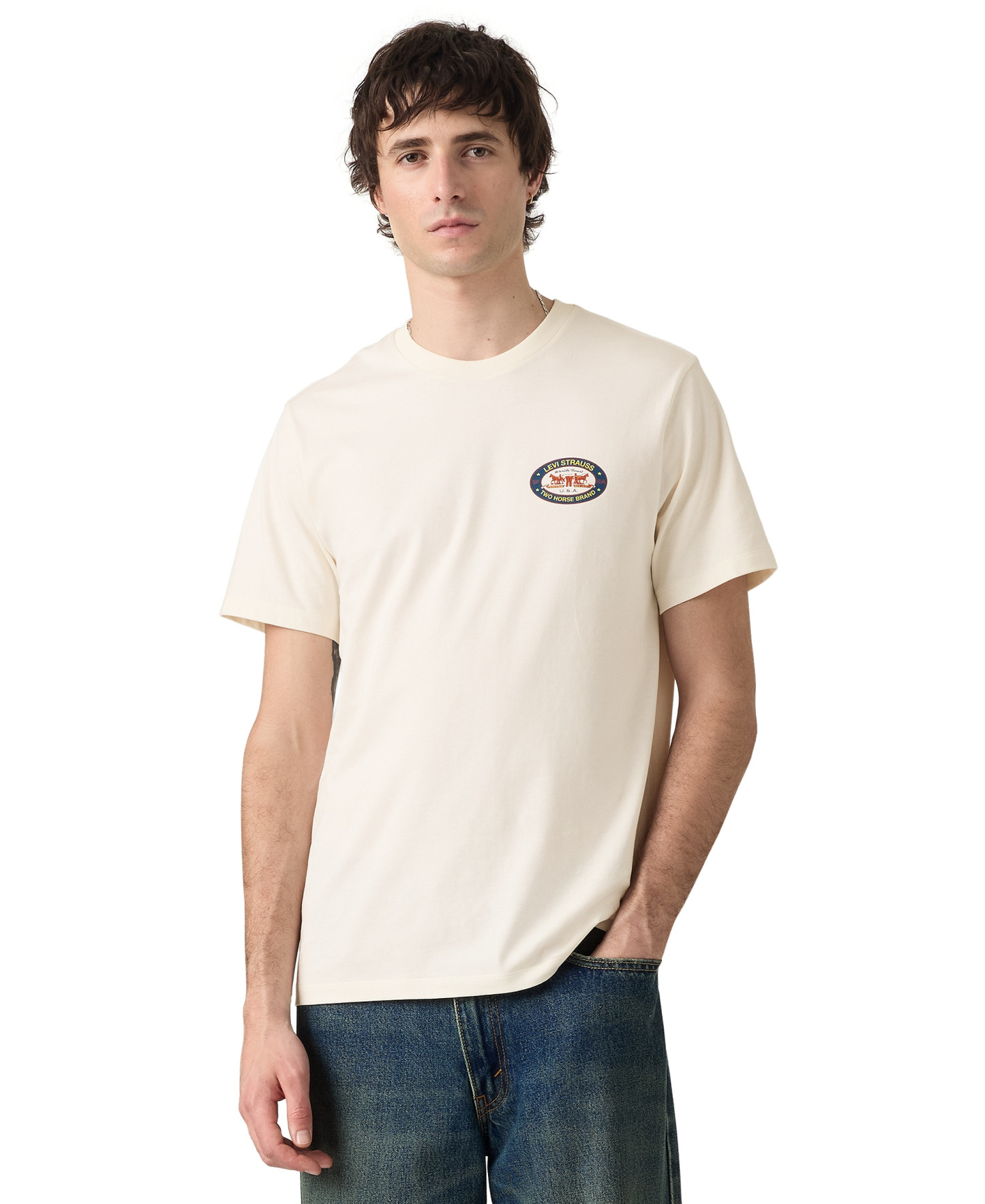 Levi's Men's Graphic Logo Crewneck T-Shirt - Egret