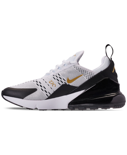 Nike Men's Air Max 270 Casual Sneakers from Finish Line - White, Metallic Gold, Black