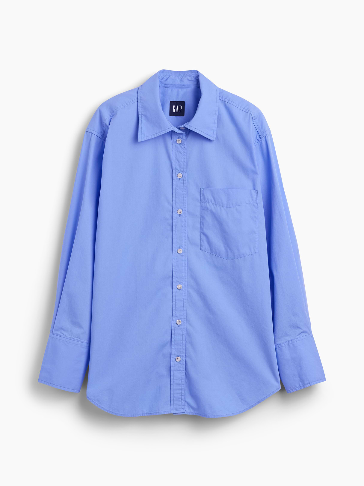 Organic Cotton Poplin Stripe Big Shirt - Shirting blue