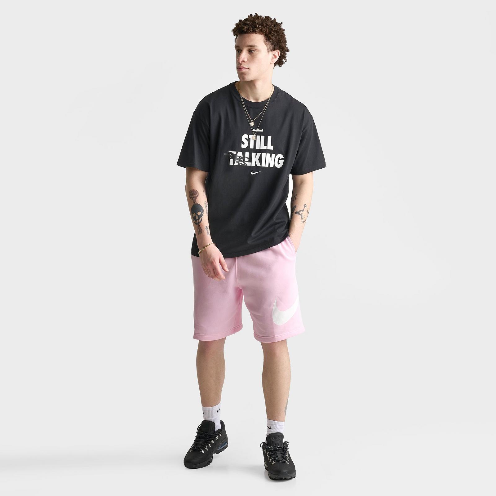 Men's Nike Club Fleece Swoosh Graphic Shorts - Pink Foam/Pink Foam/White