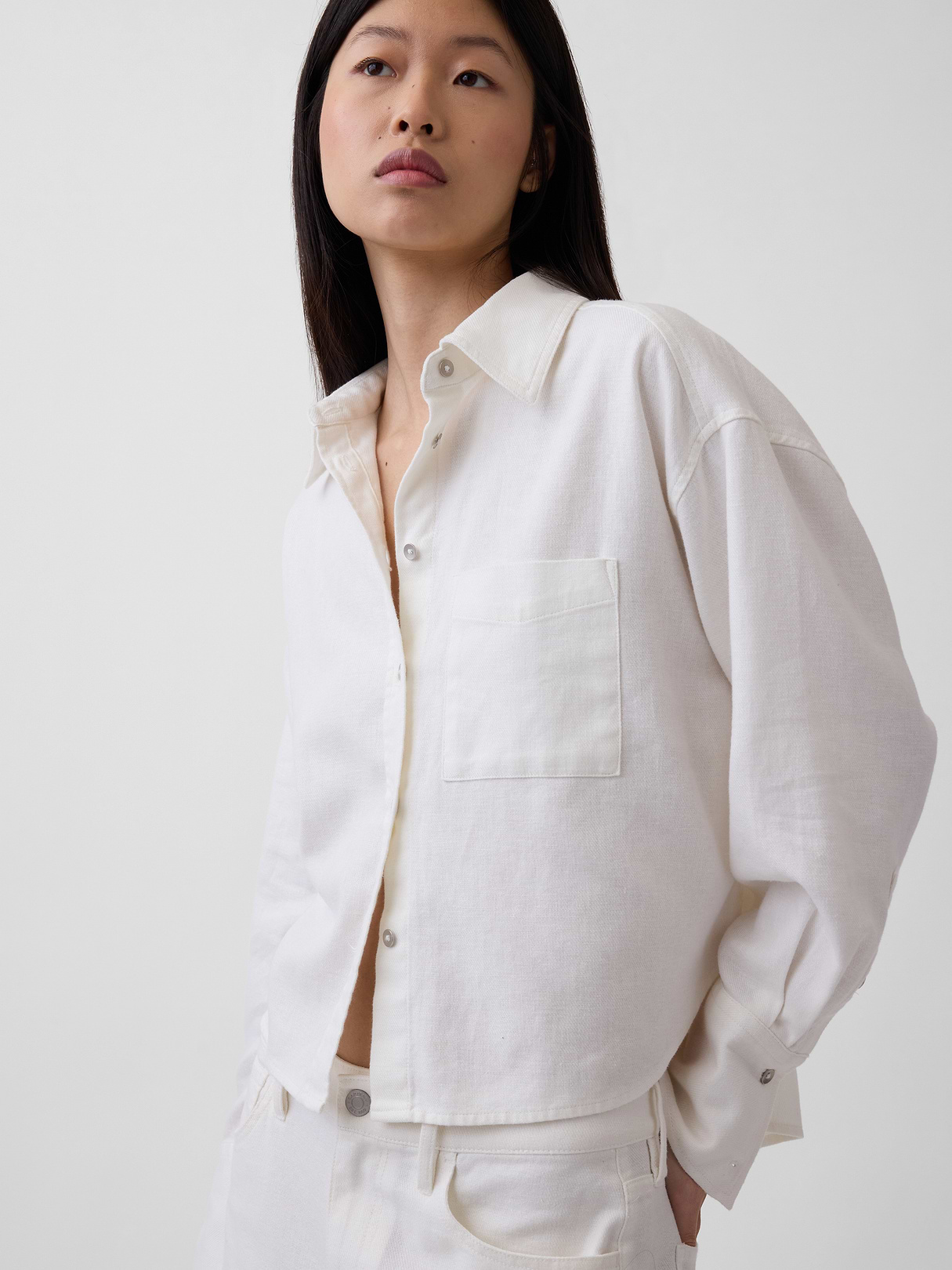 Linen-Cotton Oversized Shirt - New off white