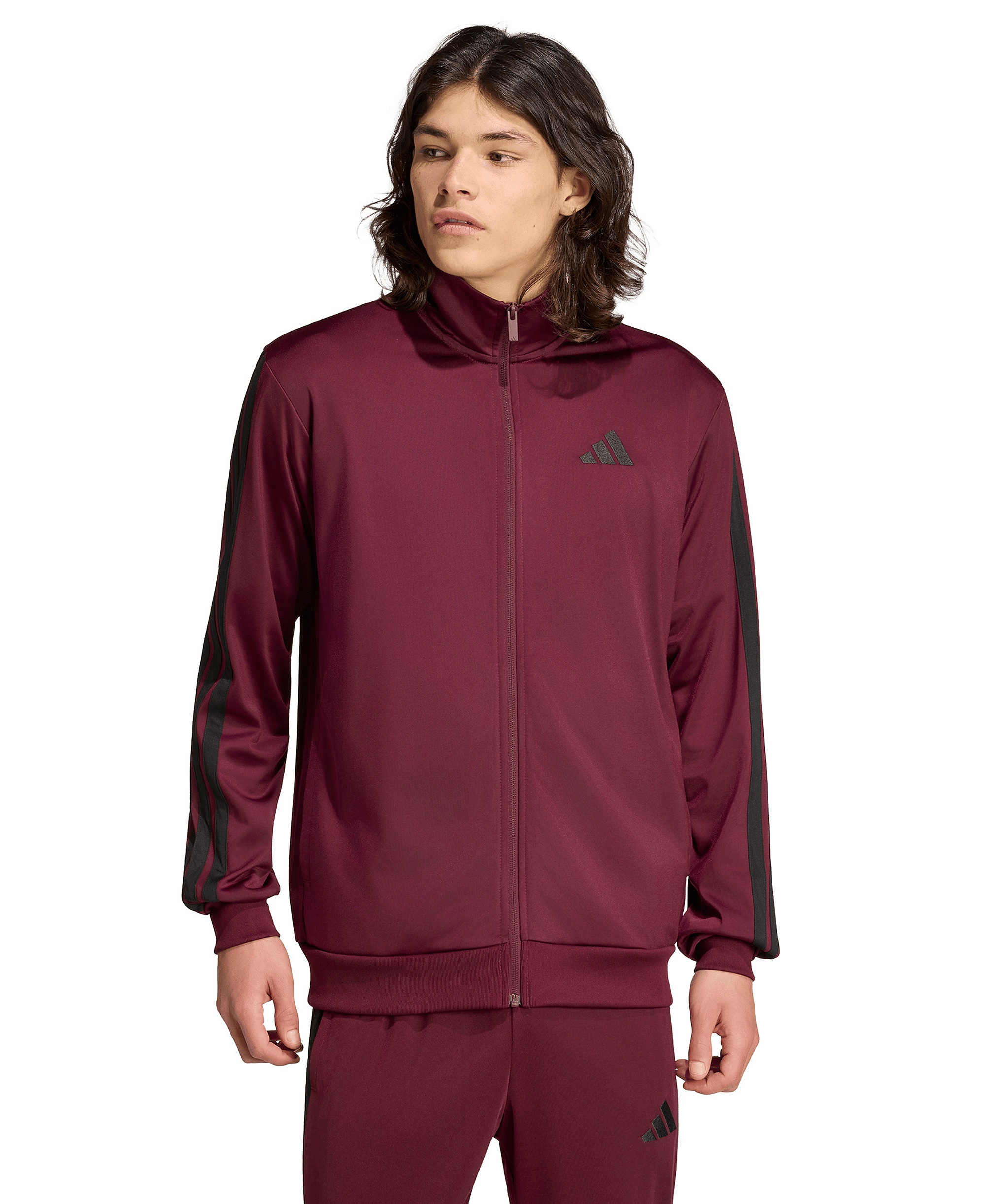 adidas Men's 3-Stripes Tricot Track Jacket - Maroon