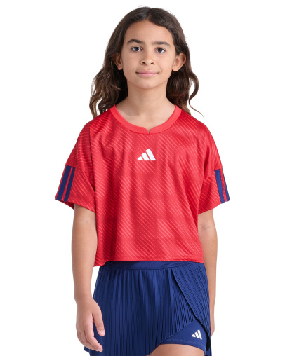 adidas Girls' 8-16 Short-Sleeve Printed World Cup Soccer Top - Bright Red