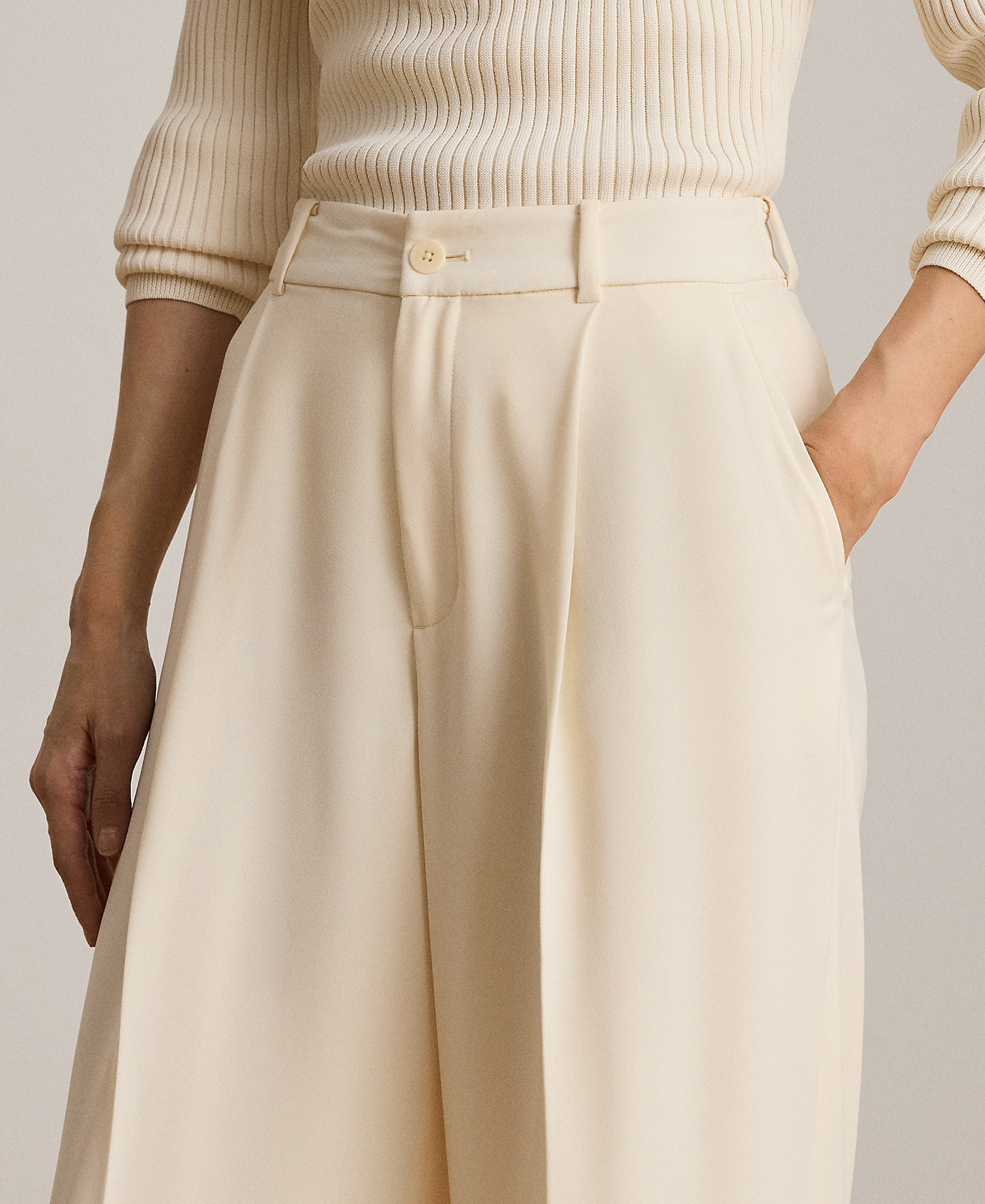 Lauren Ralph Lauren Women's High-Rise Wide-Leg Pants - Mascarpone Cream