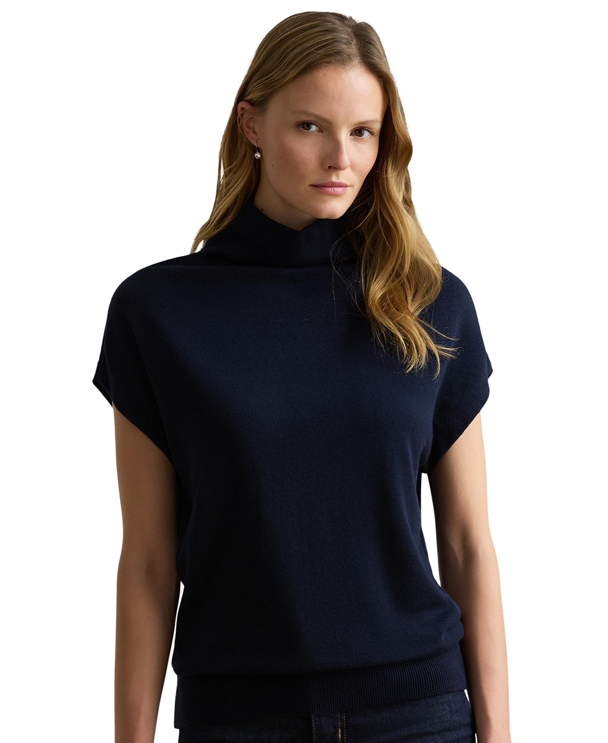 Lauren Ralph Lauren Women's Mock-Neck Cap-Sleeve Sweater - Lauren Navy