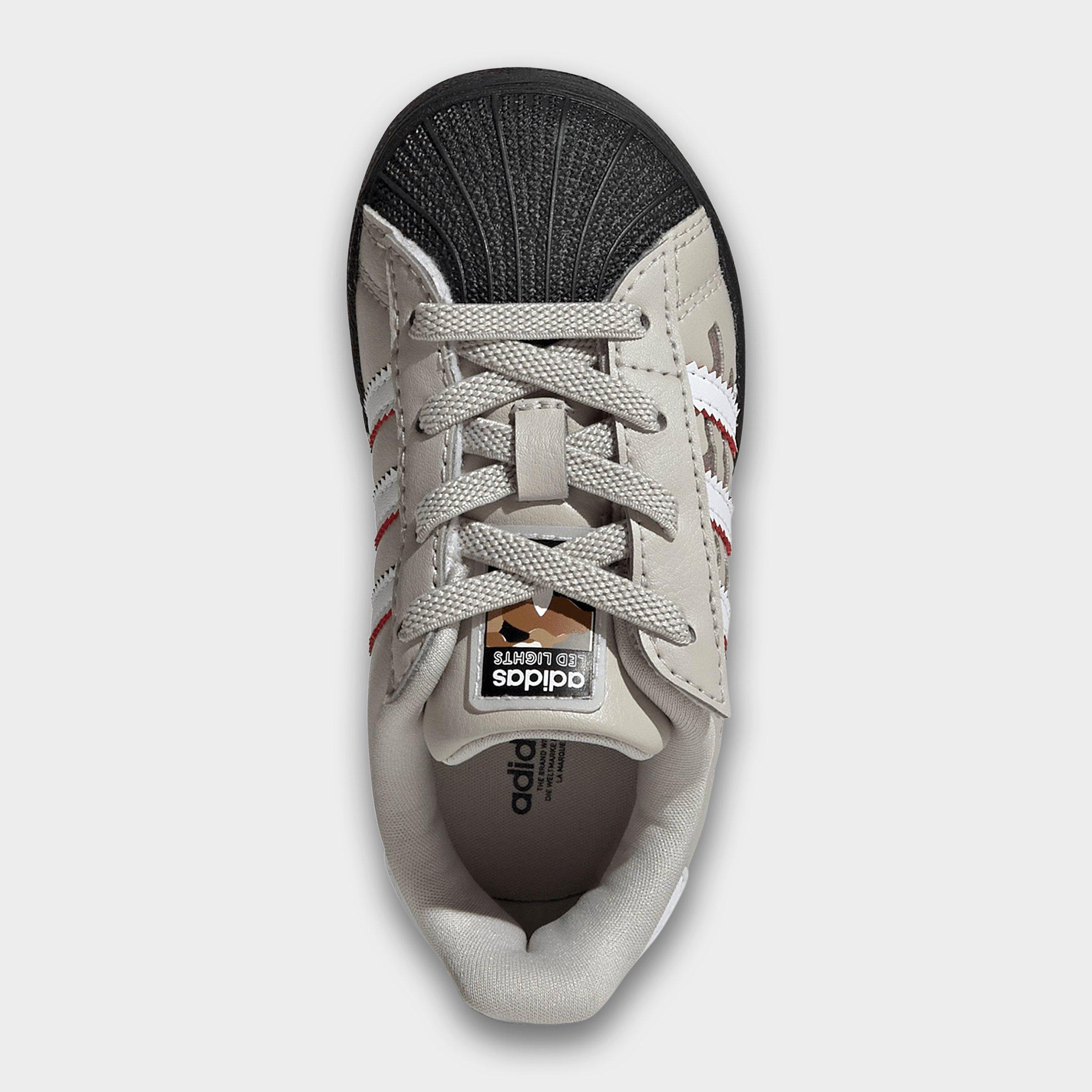 Kids' Toddler adidas Originals Superstar LED Lights Comfort Closure Stretch Lace Casual Shoes - Wonder Alumina/White/Black - Top view