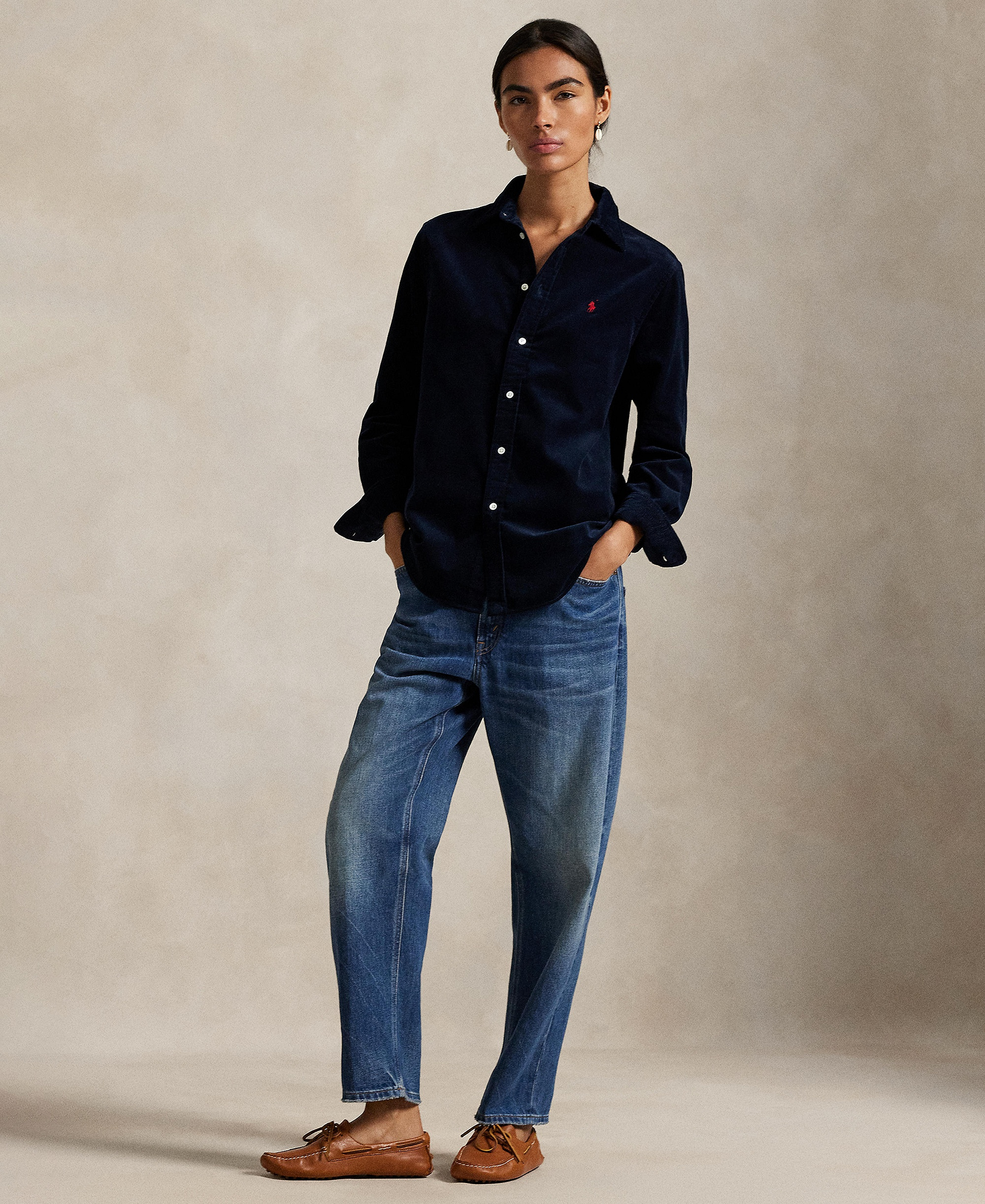 Polo Ralph Lauren Women's Classic-Fit Cotton Corduroy Shirt - Navy