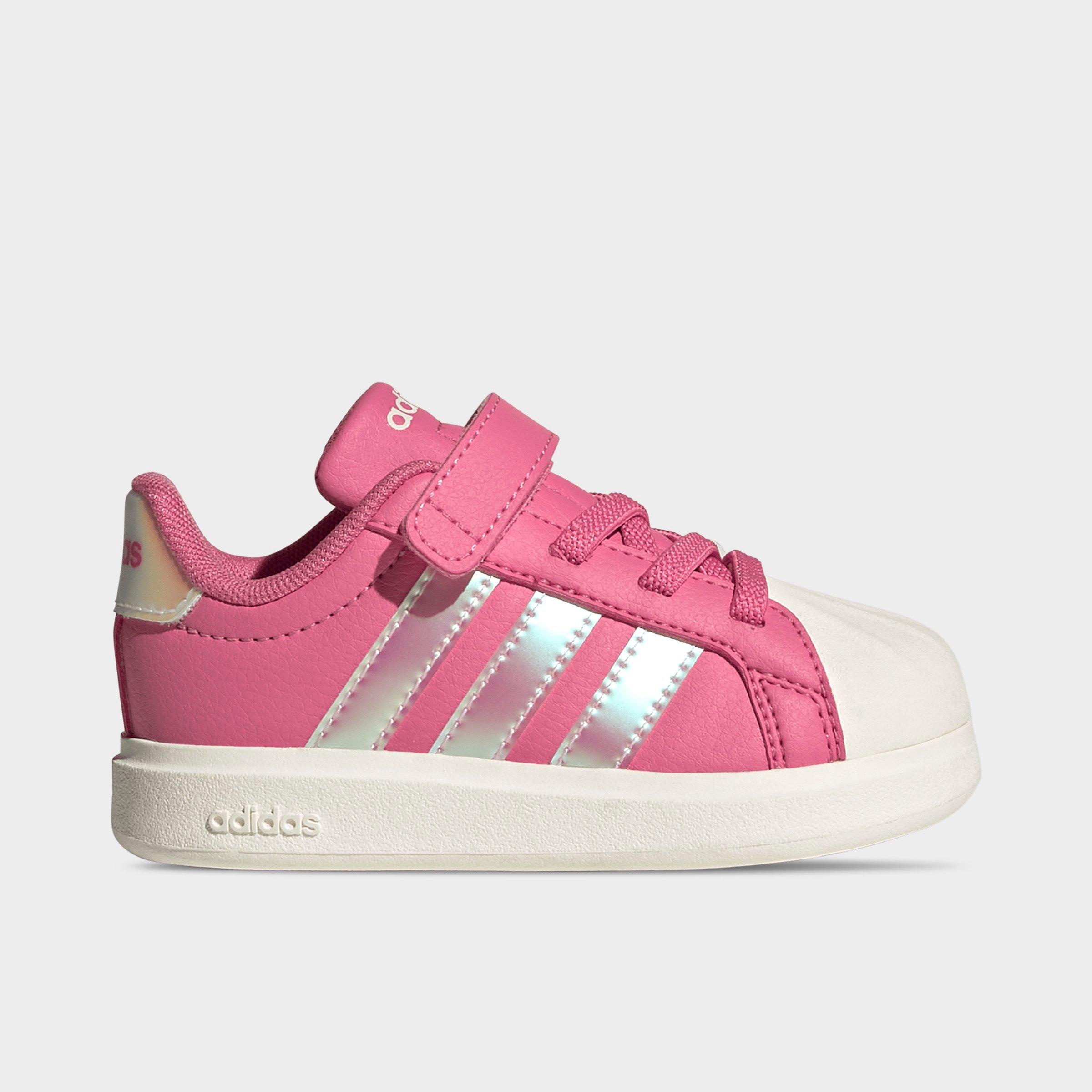 Kids' Toddler adidas Streettalk Hook-And-Loop Stretch Lace Casual Shoes - Pink Fusion/White/Wonder Quartz - Left shoe facing left. Outside of the shoe.