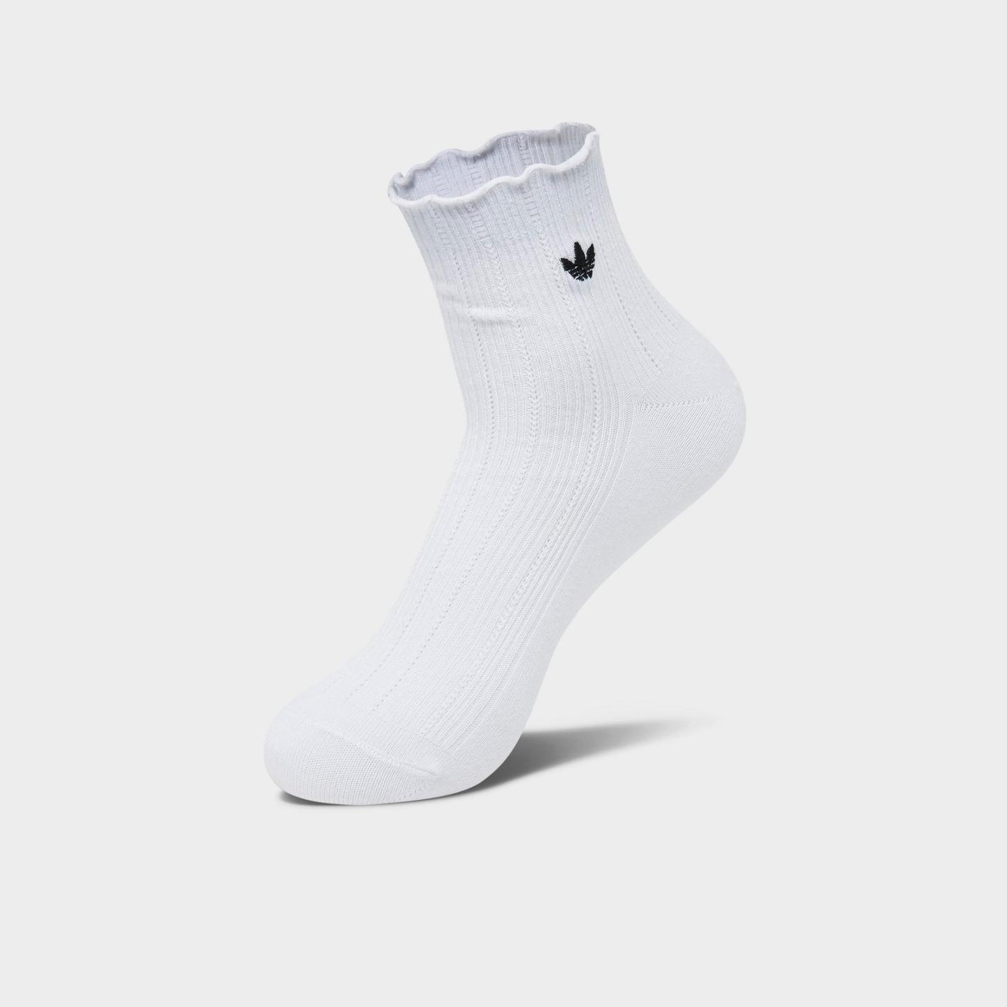 Women's adidas Originals Ruffle Quarter Socks (3-Pack) - White/Black - view 4