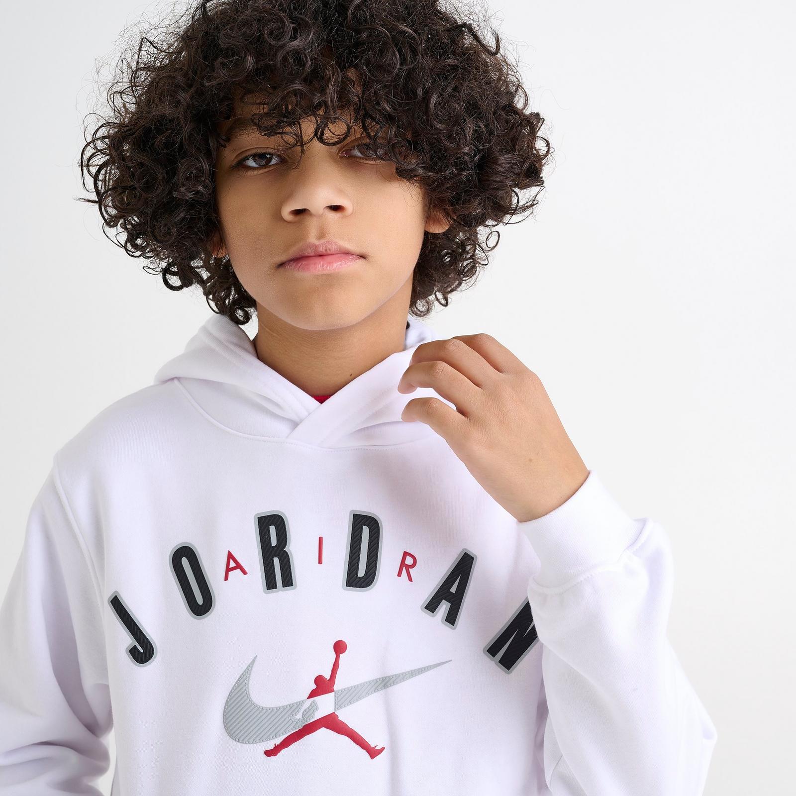 Big Kids' Jordan Jumpman Pullover Hoodie - White - view 5